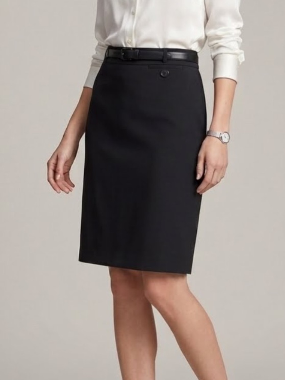 MARC BY MARC JACOBS Pencil Skirt Black Pinstripe Back Pleated Size 12